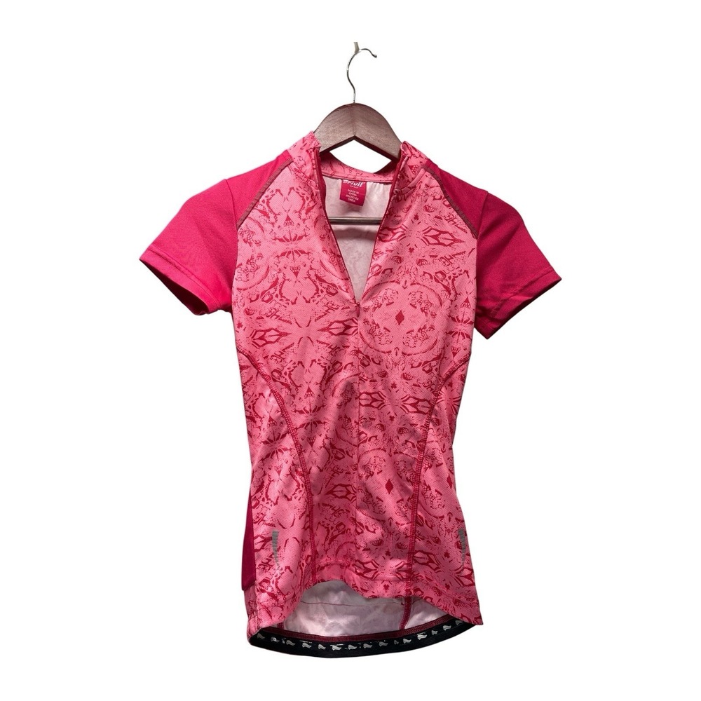 Crivit‎ Women's Pink XS 0/2 1/4 Zip 3 Pocket Cycling Jersey